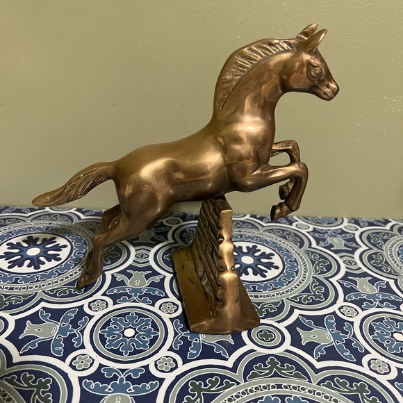 Other - Vintage Brass Horse Jumping Stone Wall